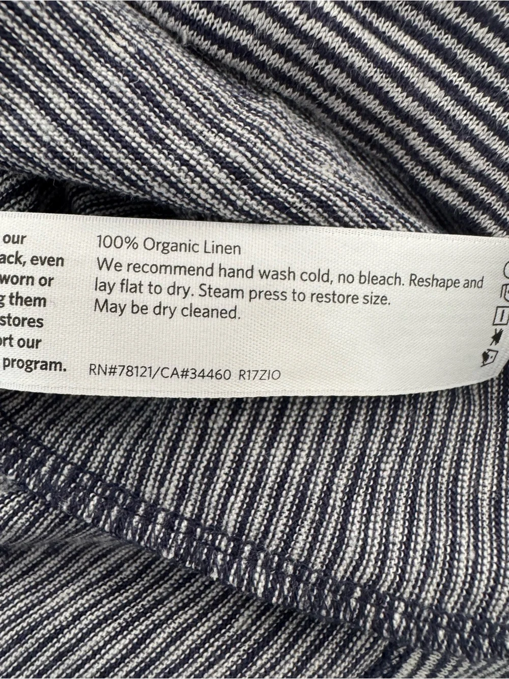 EILEEN FISHER ORGANIC LINEN NAVY WHITE STRIPED ORGANIC T SHIRT TOP SZ M - Picture 5 of 6